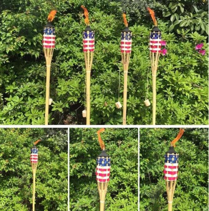 야외 장식용 검은 금속 픽 홀더와 함께 천연 대나무 티키 톱치 3