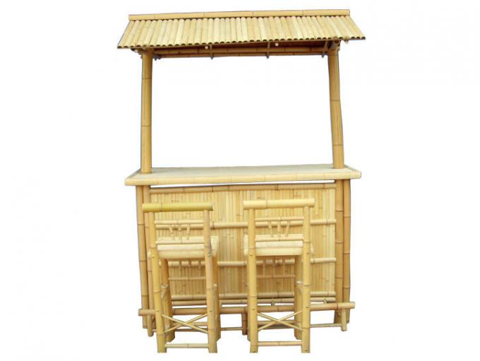 야외 티키 바 세트 조정 가능한 발 야외 바 테이블과 아카시아 나무 상단 보관 파티 정원 부엌 0