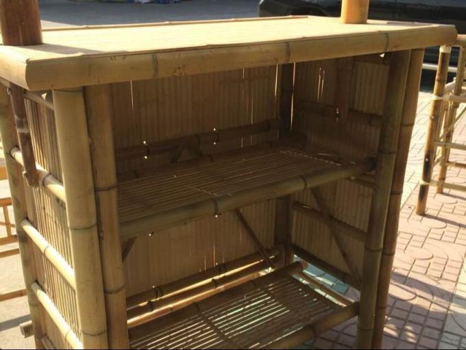 야외 티키 바 세트 조정 가능한 발 야외 바 테이블과 아카시아 나무 상단 보관 파티 정원 부엌 1