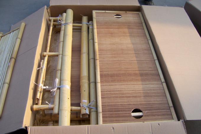 야외 티키 바 세트 조정 가능한 발 야외 바 테이블과 아카시아 나무 상단 보관 파티 정원 부엌 2