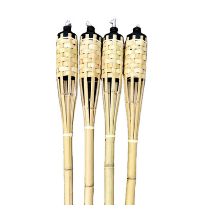 교체 가능한 유리 섬유 심지가 있는 천연 대나무 토치 - 뒷마당 파티, 결혼식, 통로 조명용