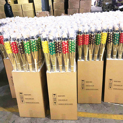 교체 가능한 유리 섬유 심지가 있는 천연 대나무 토치 - 뒷마당 파티, 결혼식, 통로 조명용