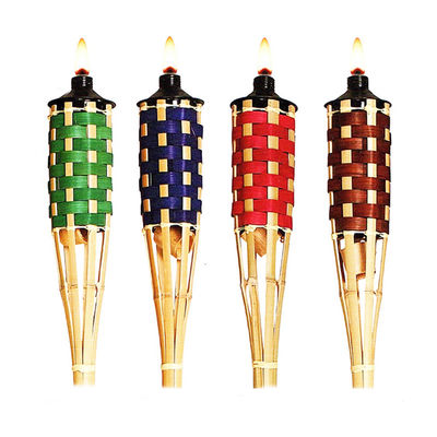 교체 가능한 유리 섬유 심지가 있는 천연 대나무 토치 - 뒷마당 파티, 결혼식, 통로 조명용