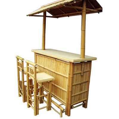 220x100*50cm Handcrafted Natural Bamboo Tiki Bar  Traditional Polynesian Style Outdoor Serving Station for Commercial Use or Home Entertainment
