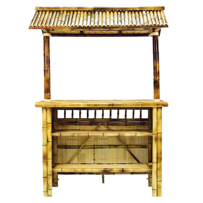 상용 야외 Bambu Tiki Bar Kit 지붕과 병 래크 음료, 뒷받침과 함께 대나무 의자