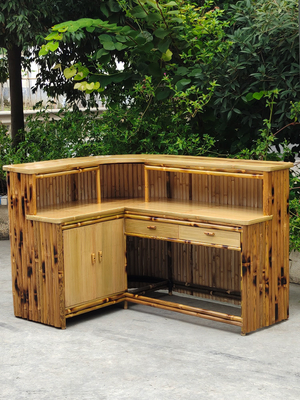 아래 캐비닛 선반 걸상과 카바나 파티 대나무 열대 티키 바 220x160cm