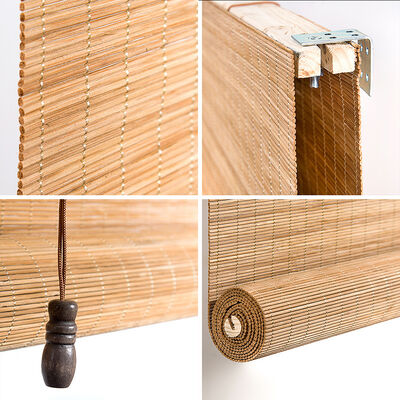 자연 친환경 Bambu Roller Blinds 로마 스타일 창문 그림자 Indoor Outdoor Privacy Decor