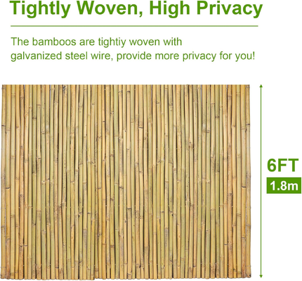 Bamboo Fencing Roll 6 ft High x 8 ft Long Natural Bamboo Privacy Fence Divider Decorative Fence for Patio Balcony Garden Border Pool